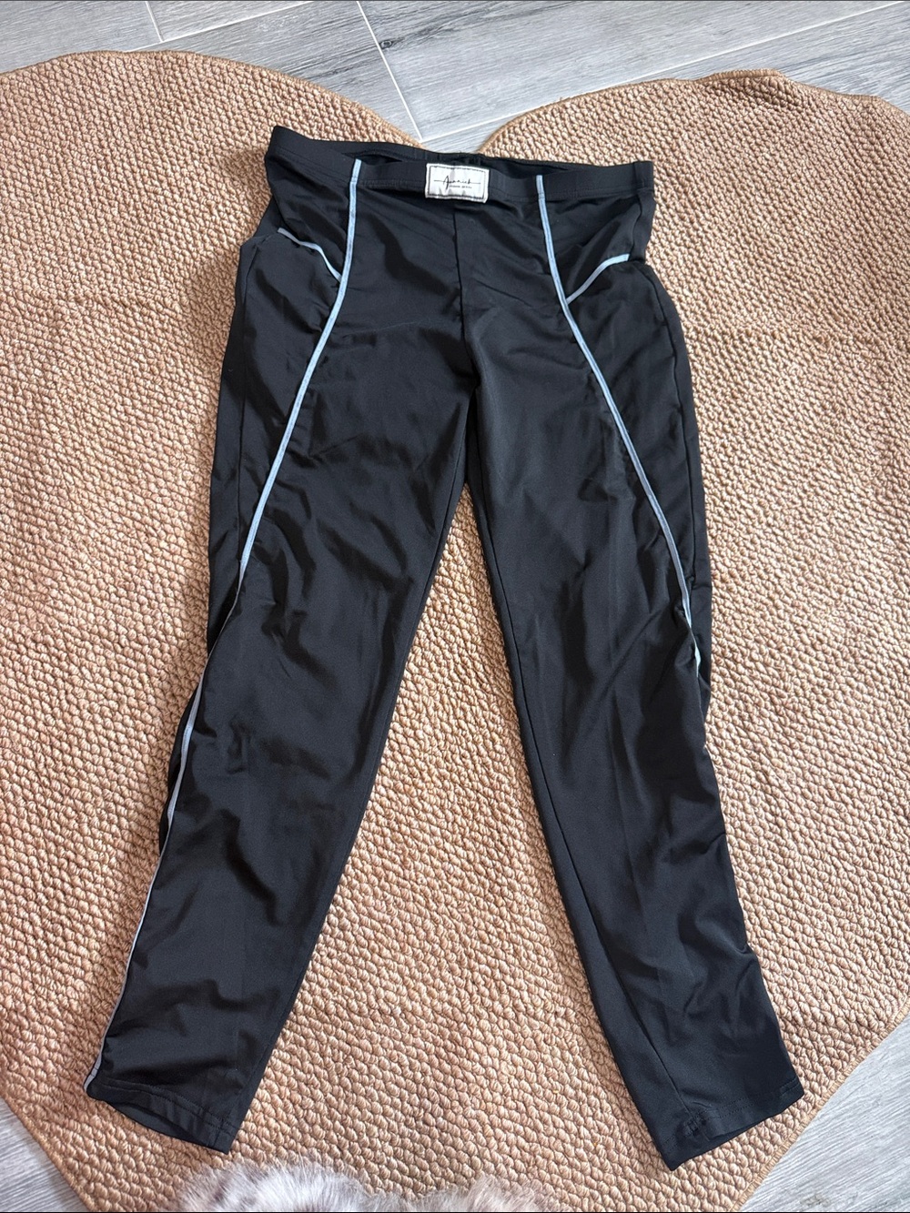 Black Joggers with Light Gray Piping — Athletic Men's Sweatpants